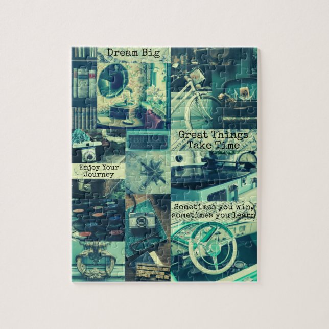 Puzzle Retro Turquoise Mood Board Citations Inspiration P (Vertical)