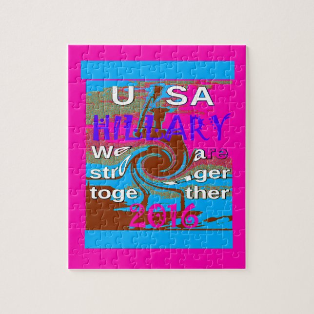 Puzzle Retro USA Stronger Together Abstrait Art Print (Vertical)