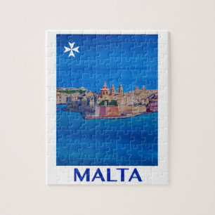 Puzzle RÉTRO ville de Malte La Valette d'AFFICHE de