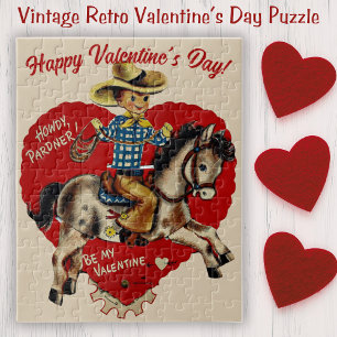 Puzzle Retro Vintage Howdy Pardner Saint Valentin