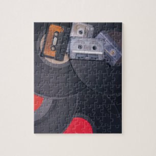 Puzzle rétros enregistreurs à cassettes et disques viny