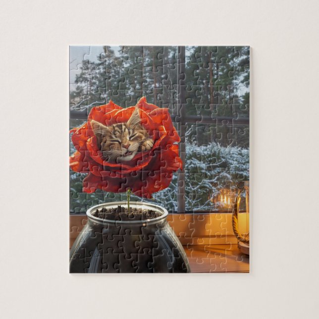 Puzzle Rêve de chat rose  (Vertical)