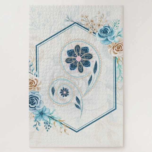 Puzzle "Revitaliser la vie" Art Floral Turquoise Bleu (Vertical)