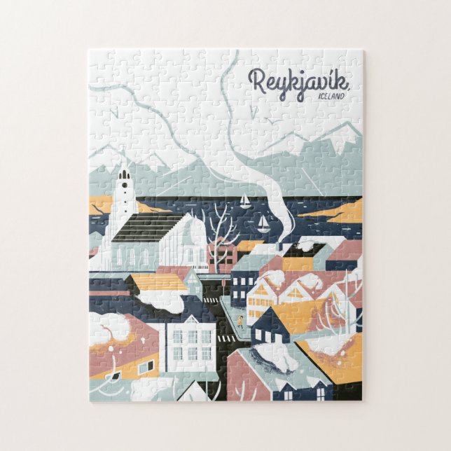Puzzle Reykjavik, Islande Poster Vintage voyage (Vertical)