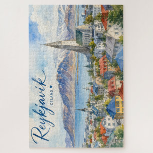 Puzzle Reykjavik Islande souvenir aquarelle