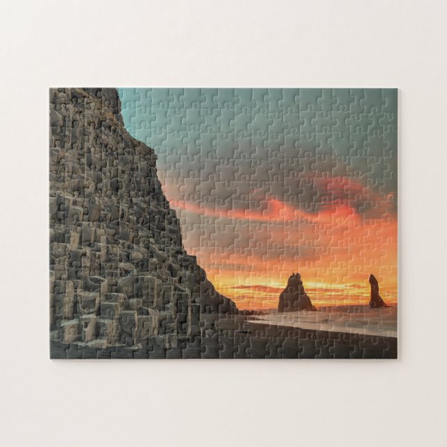 Puzzle Reynisdrangar Sea Cliffs Islande stylisée (Horizontal)