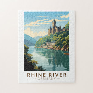 Puzzle Rhin River Allemagne Section Voyage Art Vintage