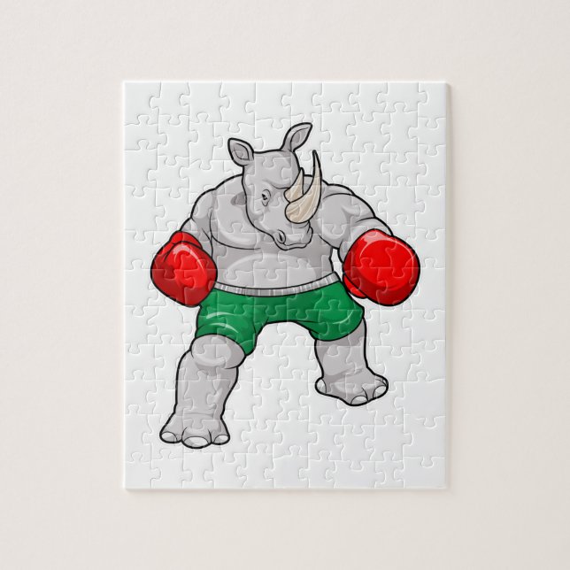 Puzzle Rhino à Boxing avec gants de boxe (Vertical)