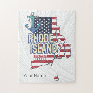 Puzzle Rhode Island États-Unis Retro State Map Vintage