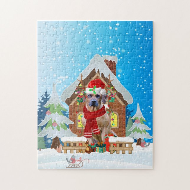 Puzzle Rhodesian Ridgeback chien avec cadeaux de Noël (Vertical)