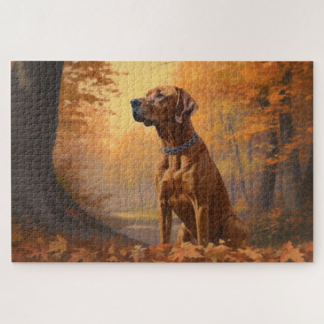 Puzzle Rhodesian Ridgeback dans les feuilles d'automne to (Horizontal)