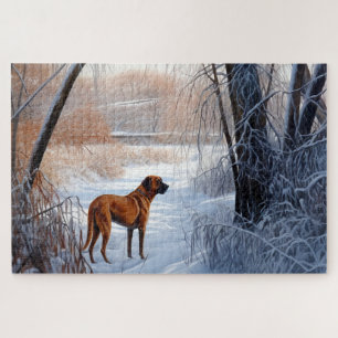 Puzzle Rhodesian Ridgeback Laisser Neige Noël