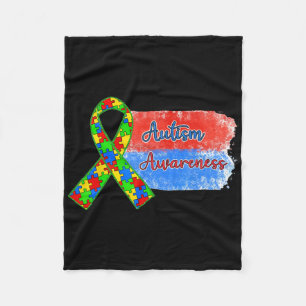 Puzzle Ribbon World Autism Awareness Day 2025 Supp Fleece Blanket