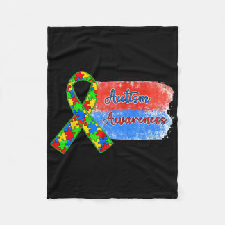 Puzzle Ribbon World Autism Awareness Day 2025 Supp Fleece Blanket
