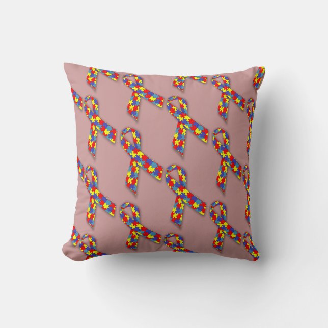 Puzzle Ribbons Throw Pillow (Front)