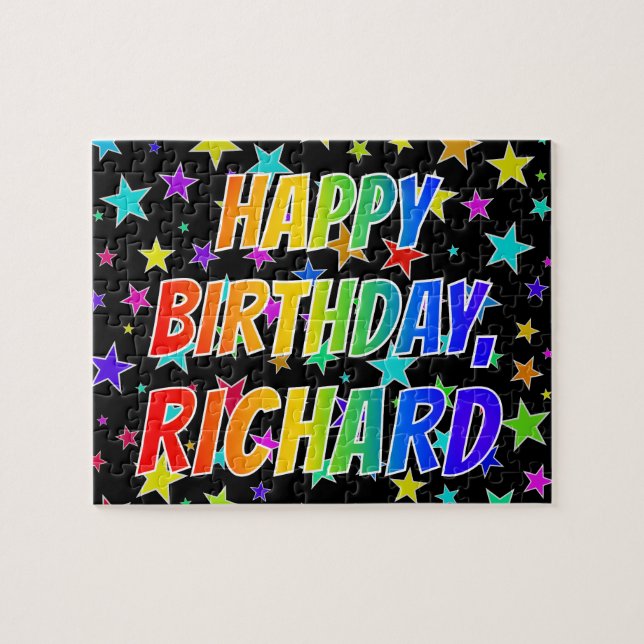 Puzzle "RICHARD" Prénom, Amusant "HEUREUX ANNIVERSAIRE" (Horizontal)