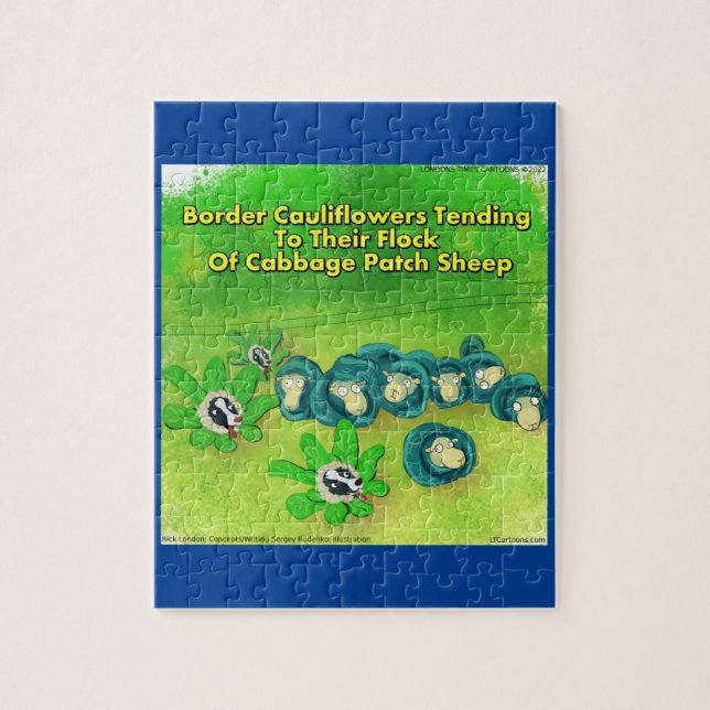 Puzzle Rick London Funny Bordure Collie Flower Comic (Vertical)