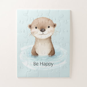 Puzzle Rivière Bleue Soyez Heureux Loutre Mignonne