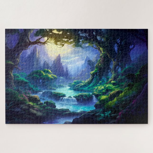 Puzzle Rivière paisible sous le clair de lune - Art d'Ima (Horizontal)