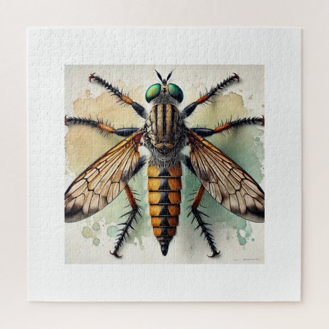 Puzzle Robber Fly 040924IREF227 - Watercolor (Vertical)