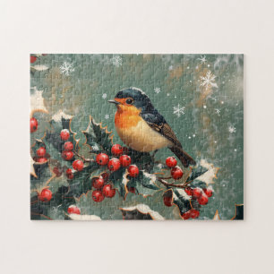 Puzzle Robin sur Holly Branch en neige