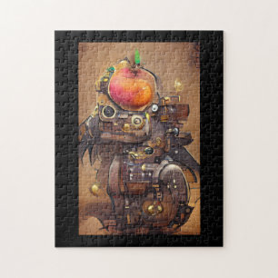 Puzzle Robot tête mangue art numérique steampunk