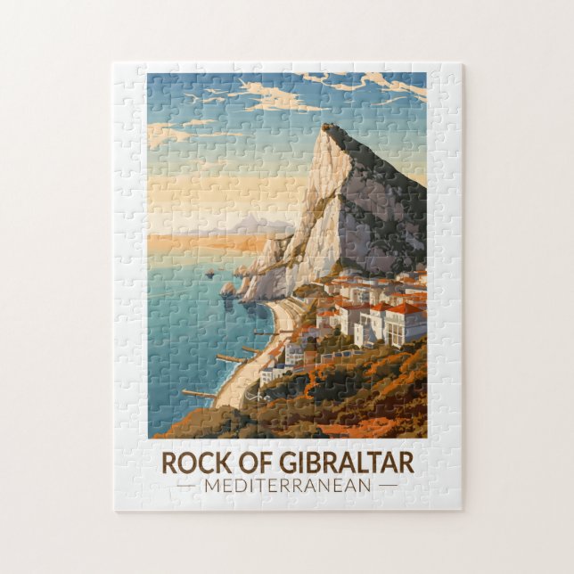 Puzzle Rocher de Gibraltar Travel Art Vintage (Vertical)