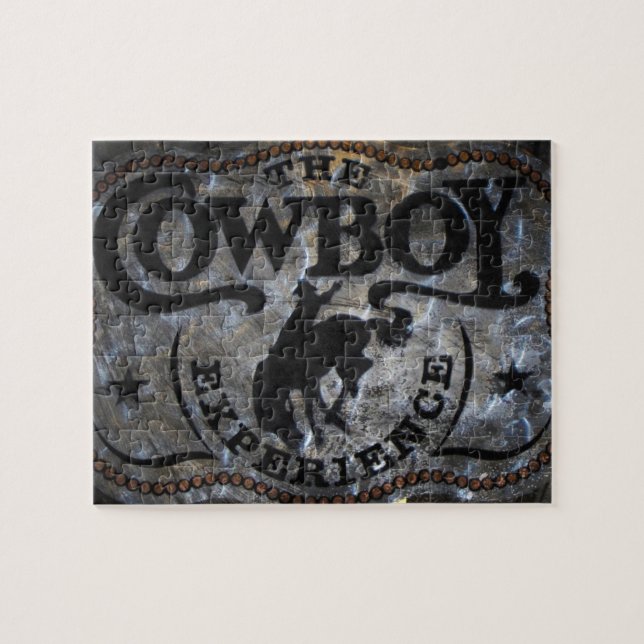 Puzzle Rodéo primitif de cowboy de cheval de pays (Horizontal)