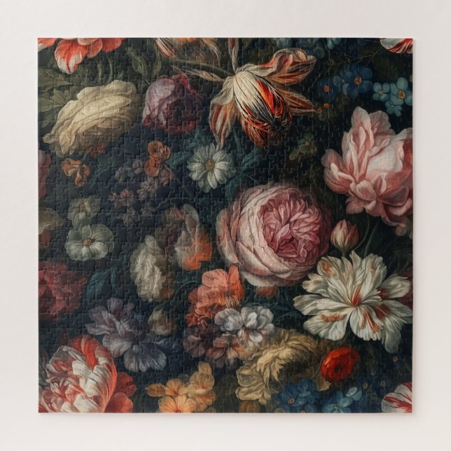 Puzzle Romantique Elégante Baroque Fleurs Peinture à l'hu (Vertical)