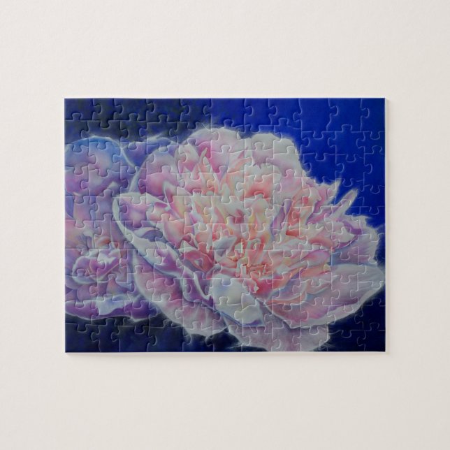 Puzzle Romantique élégante couleur rose blanc pastel (Horizontal)