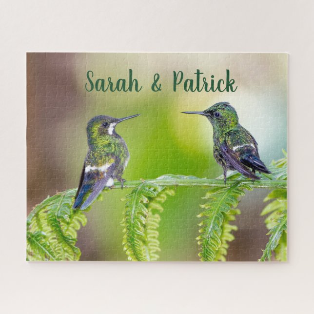 Puzzle Romantique Hummingbirds Photo personnalisée (Horizontal)