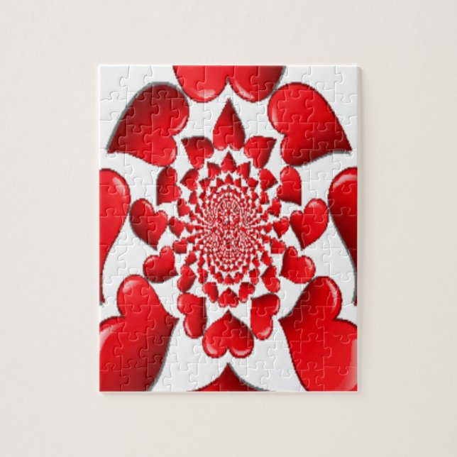 Puzzle Romantique Red Hearts Art Motif Imprimer (Vertical)