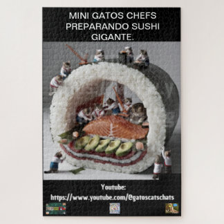 Puzzle Rompecabeza MINI GATOS CHEFS PREPARANDO SUSHI.