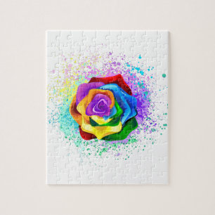 Puzzle Rose arc-en-ciel coloré