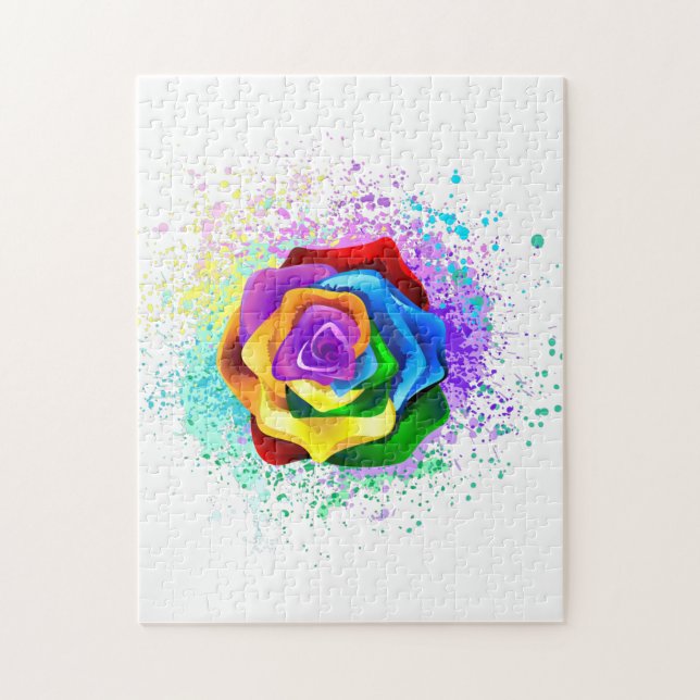 Puzzle Rose arc-en-ciel coloré (Vertical)