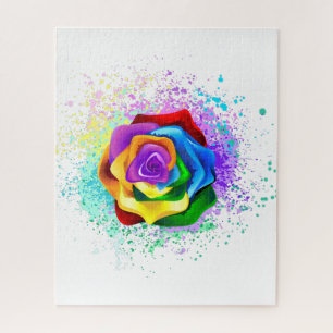 Puzzle Rose arc-en-ciel coloré