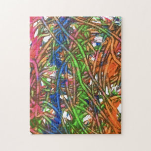 Puzzle Rose, Bleu, Vert, Orange, Œuvre d'art en marbre