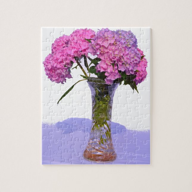 Puzzle Rose Blue Hydrangeas élégantes fleurs rose violet (Vertical)
