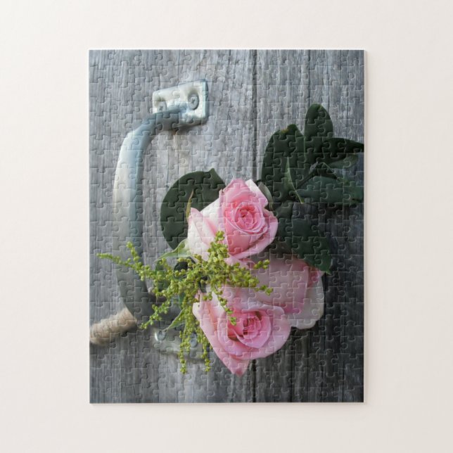 Puzzle Rose Bouquet Grange Bois Rustique Floral Photograp (Vertical)
