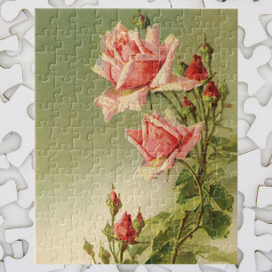 Puzzle Rose de jardin rose victorienne vintage de la Sain