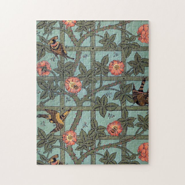 Puzzle Rose d'Escalades & Petit Oiseau, William Morris (Vertical)