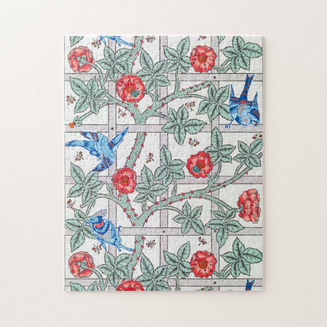 Puzzle Rose d'Escalades & Petit Oiseau, William Morris (Vertical)