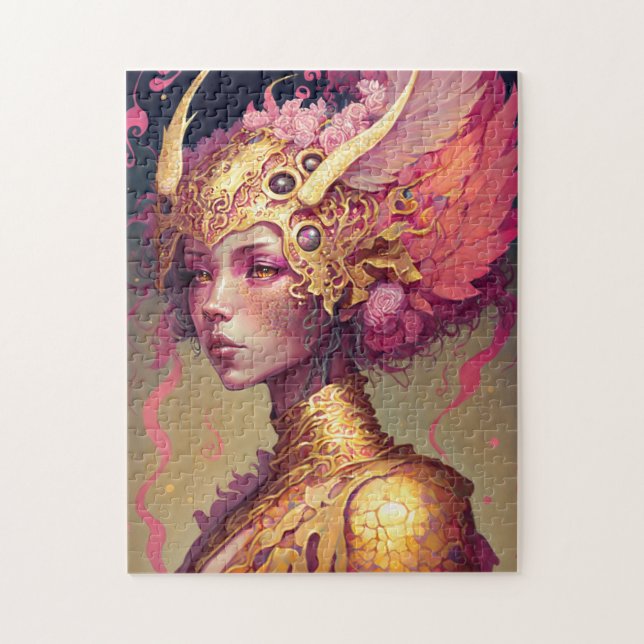 Puzzle Rose Dragon femme Imaginaire Art (Vertical)