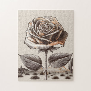 Puzzle Rose du désert, Fleur botanique vintage