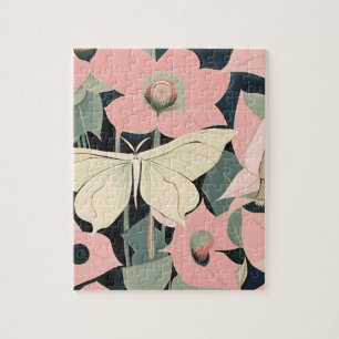 Puzzle Rose et Crème - Moth Luna et Fleurs de Lune