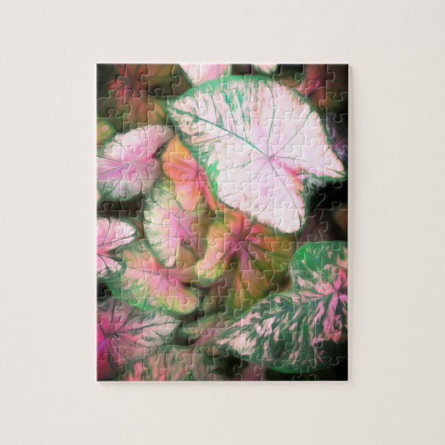 puzzle rose et vert feuille photo art (Vertical)