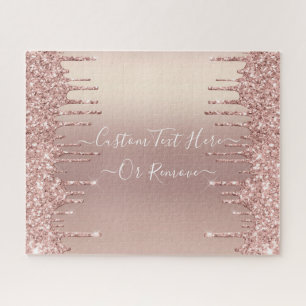 Puzzle Rose Gold Blush Glitter Sparkle Drips Custom Text 