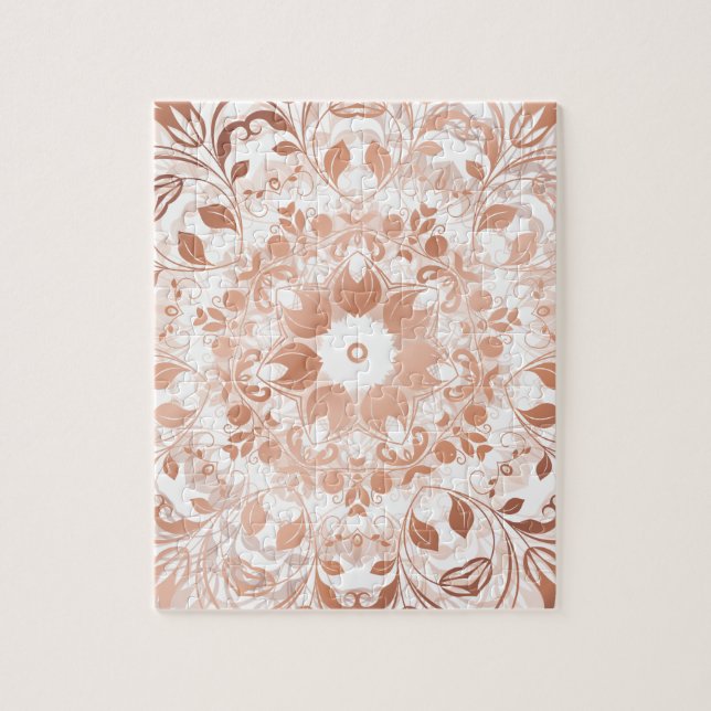 Puzzle Rose Gold Floral Mandala (Vertical)