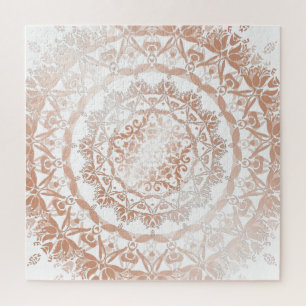 Puzzle Rose Gold White Damask Mandala