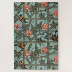 Puzzle Rose grimpante et petit oiseau, William Morris